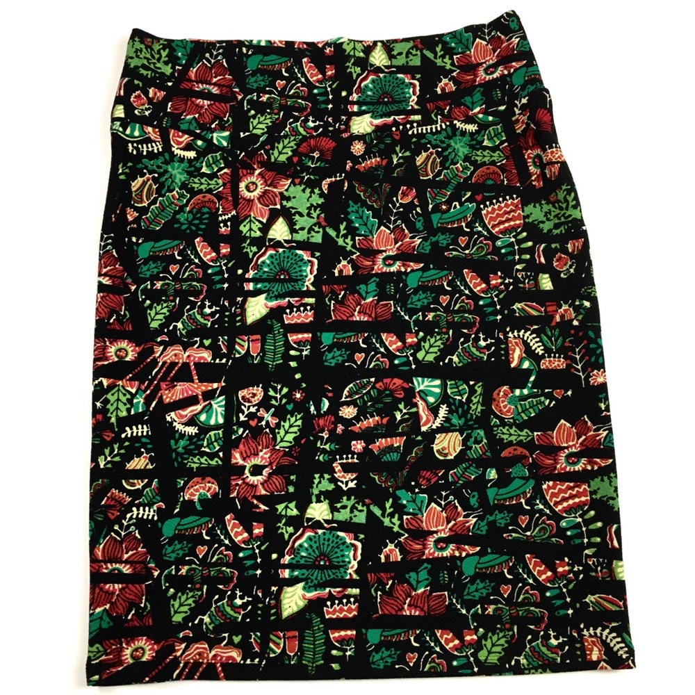 Cassie Pencil Skirt Black Green LuLaRoe XL